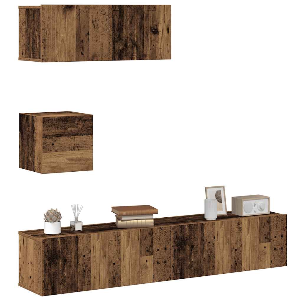 4-tlg. TV-Schrank-Set Weiß Holzwerkstoff