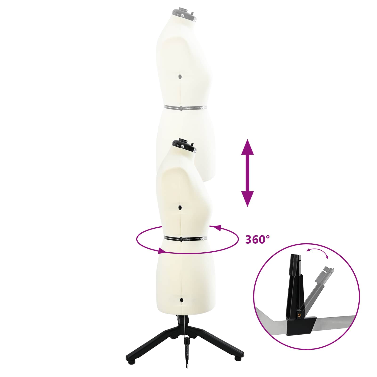 Verstellbare Kleiderform für Damen Creme S Samt
