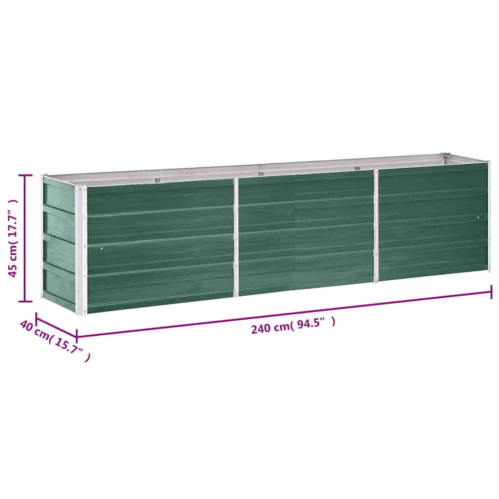 Garten-Hochbeet Verzinkter Stahl 240x80x77 cm Grün
