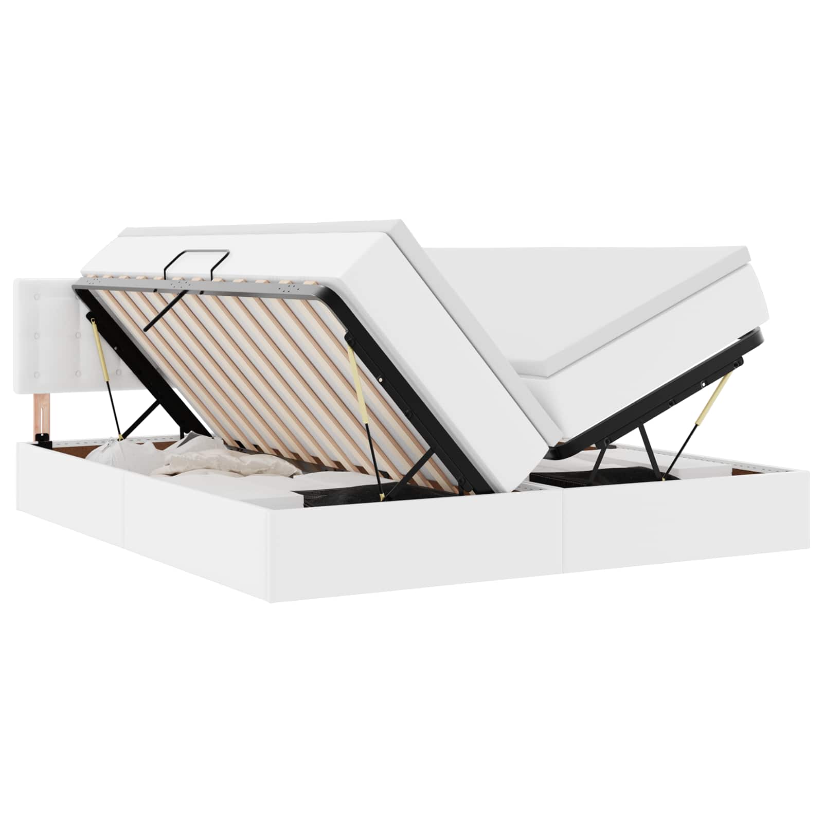 Bett mit Stauraum und LED Schwarz 180 x 200 cm Kunstleder