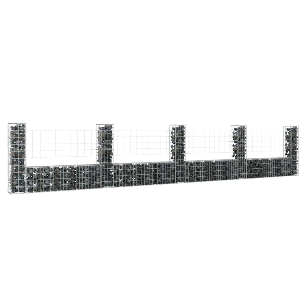Gabionenkorb U-Form mit 2 Säulen Eisen 140x20x150 cm