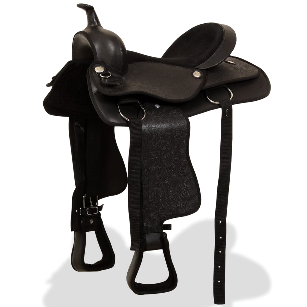 Western-Sattel, Halfter & Brustblatt Echtleder 15" Braun