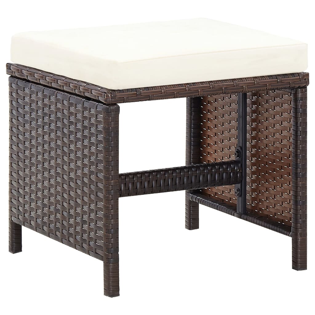4-tlg. Gartenstuhl und Hocker Set Poly Rattan Schwarz