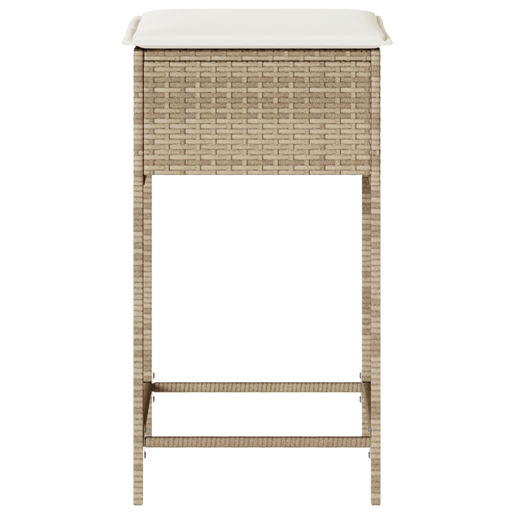 Garten-Barhocker mit Kissen 2 Stk. Schwarz Poly Rattan