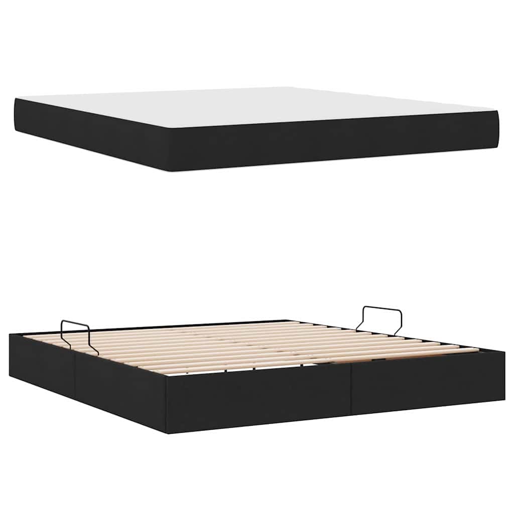 Aufbewahrungsbett mit Matratze Hellgrau 90 x 190 cm Polyester