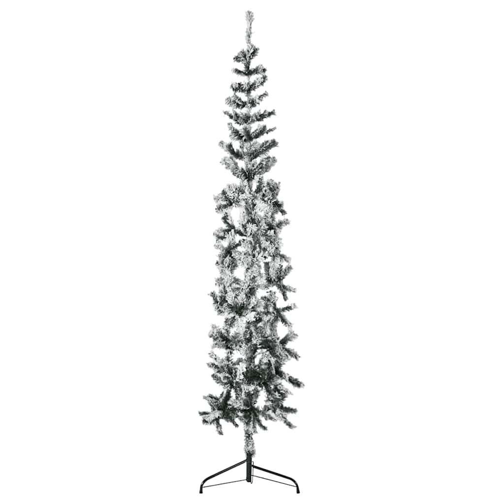 Künstlicher Halb-Weihnachtsbaum mit Ständer Schlank Weiß 180 cm