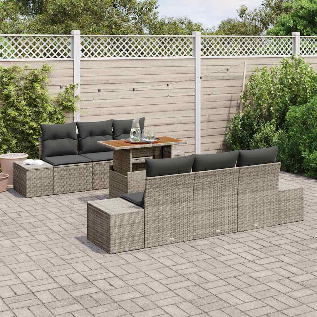 Garten Essgruppe mit Kissen 7 pcs Schwarz und Creme