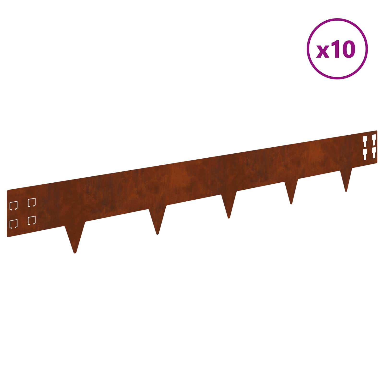 Raseneinfassung 10 pcs 100 x 12 cm Stahl Schwarz