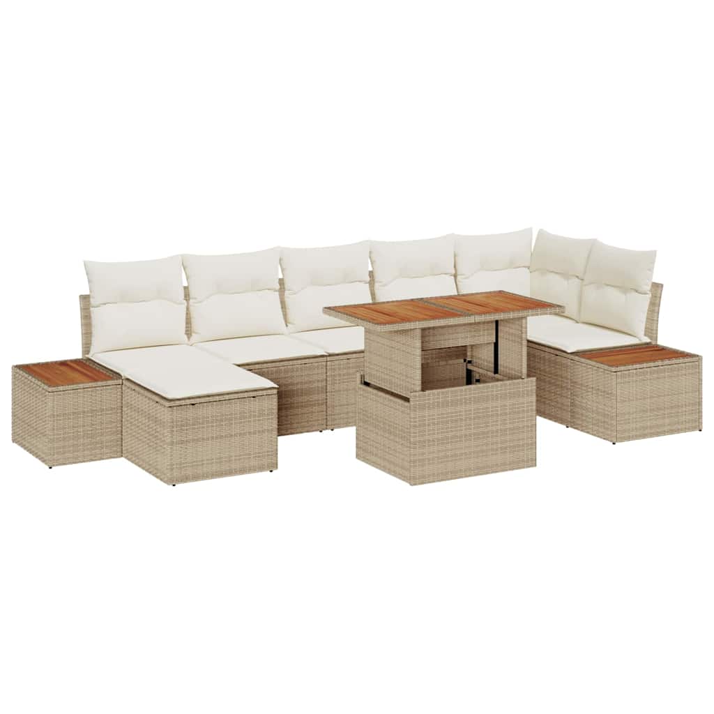 Garten Essgruppe mit Kissen 8 pcs Schwarz und Beige