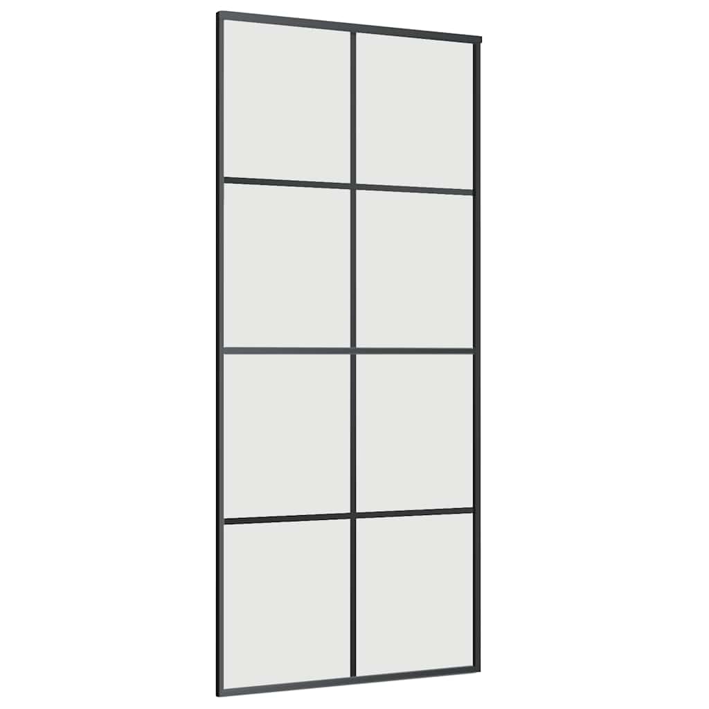 Schiebetür mit Beschlag Schwarz 76x205 cm ESG-Glas
