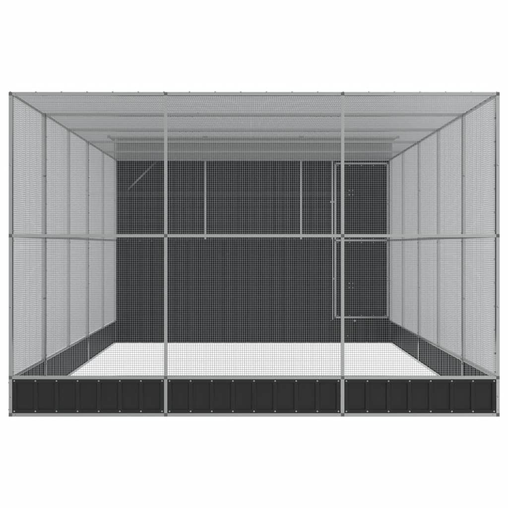 Voliere mit Erweiterung Silber 416 x 203 x 216 cm Stahl