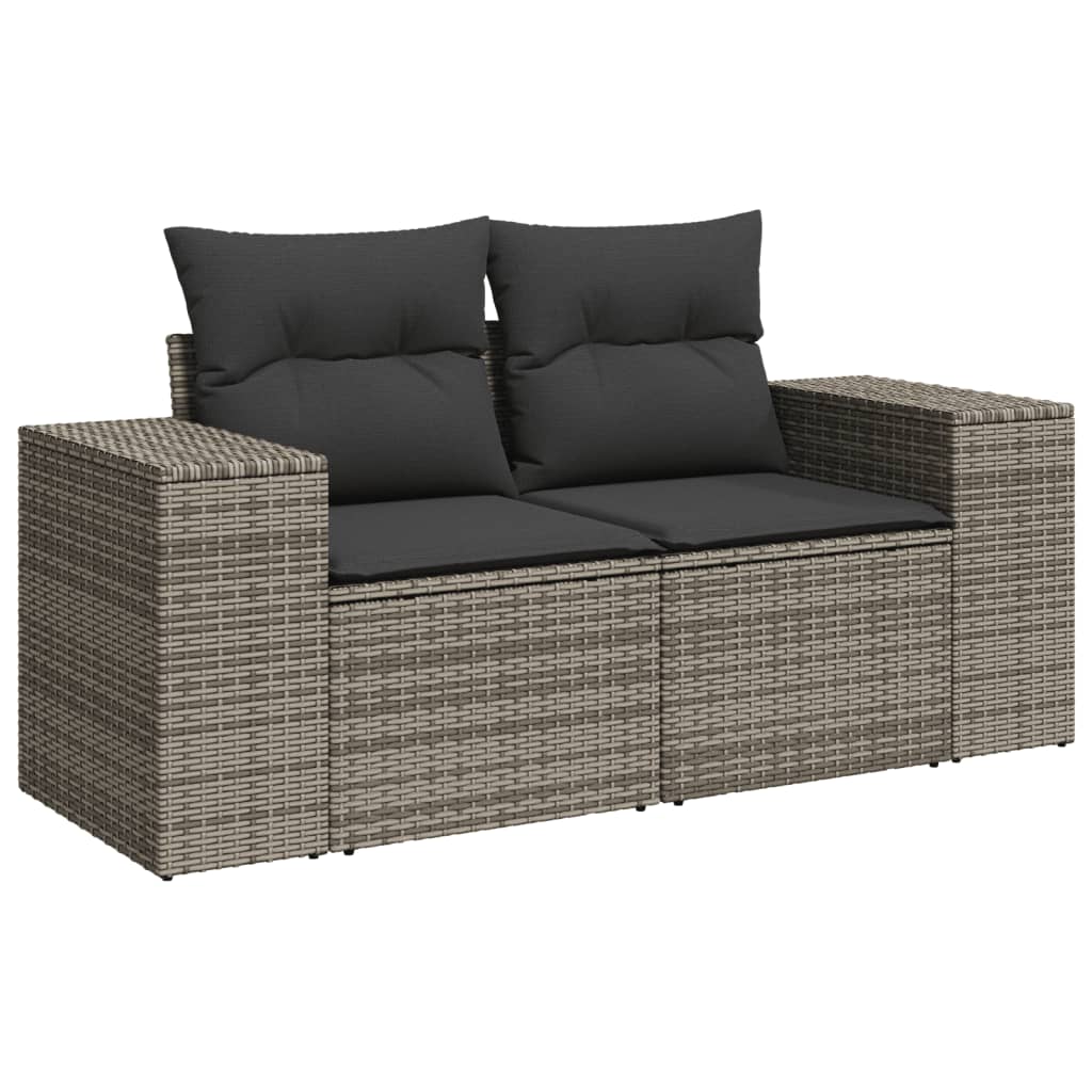 5-tlg. Garten-Sofagarnitur mit Kissen Schwarz Poly Rattan