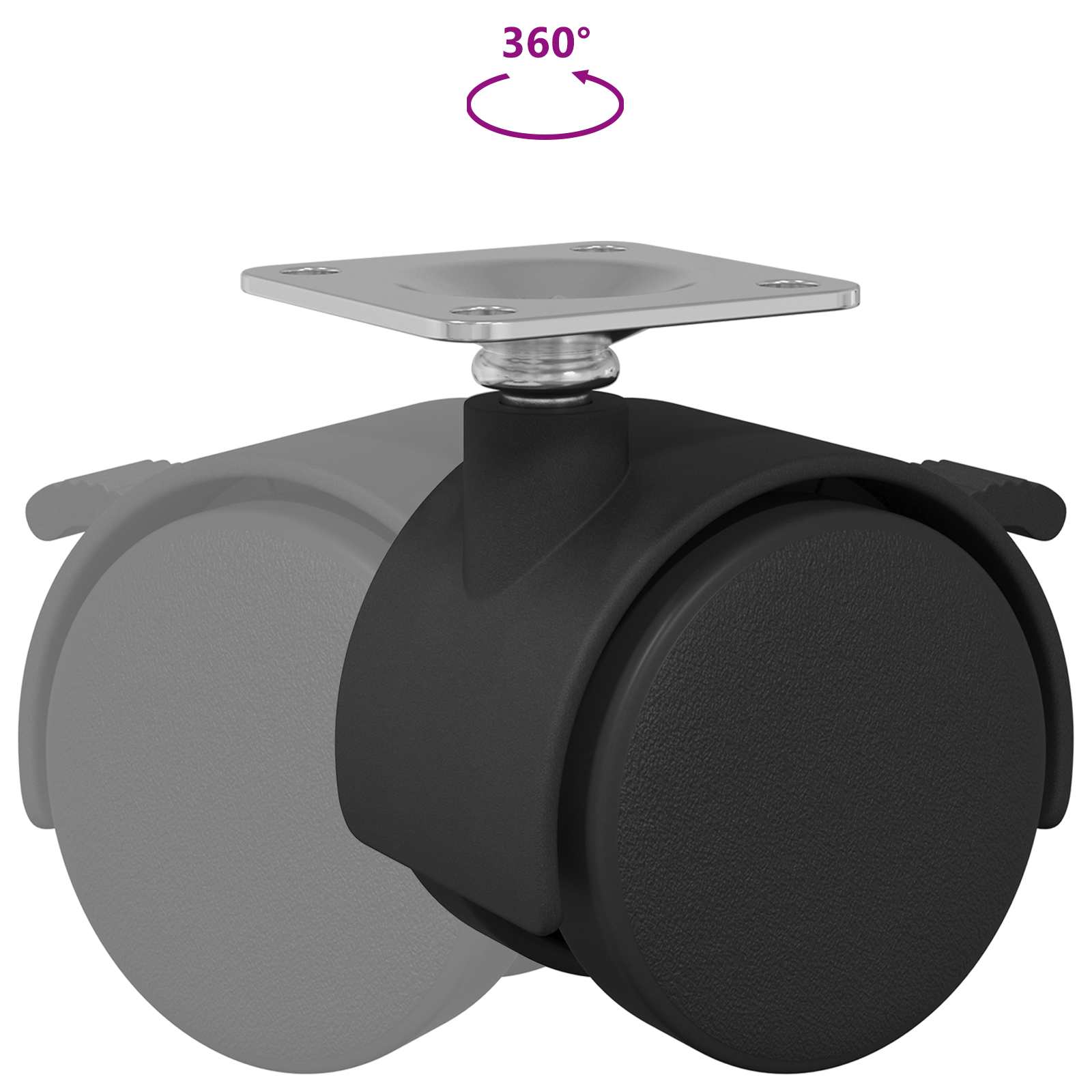 Rolle 2 pcs Schwarz 39,5 x 39,5 x 37,8 mm