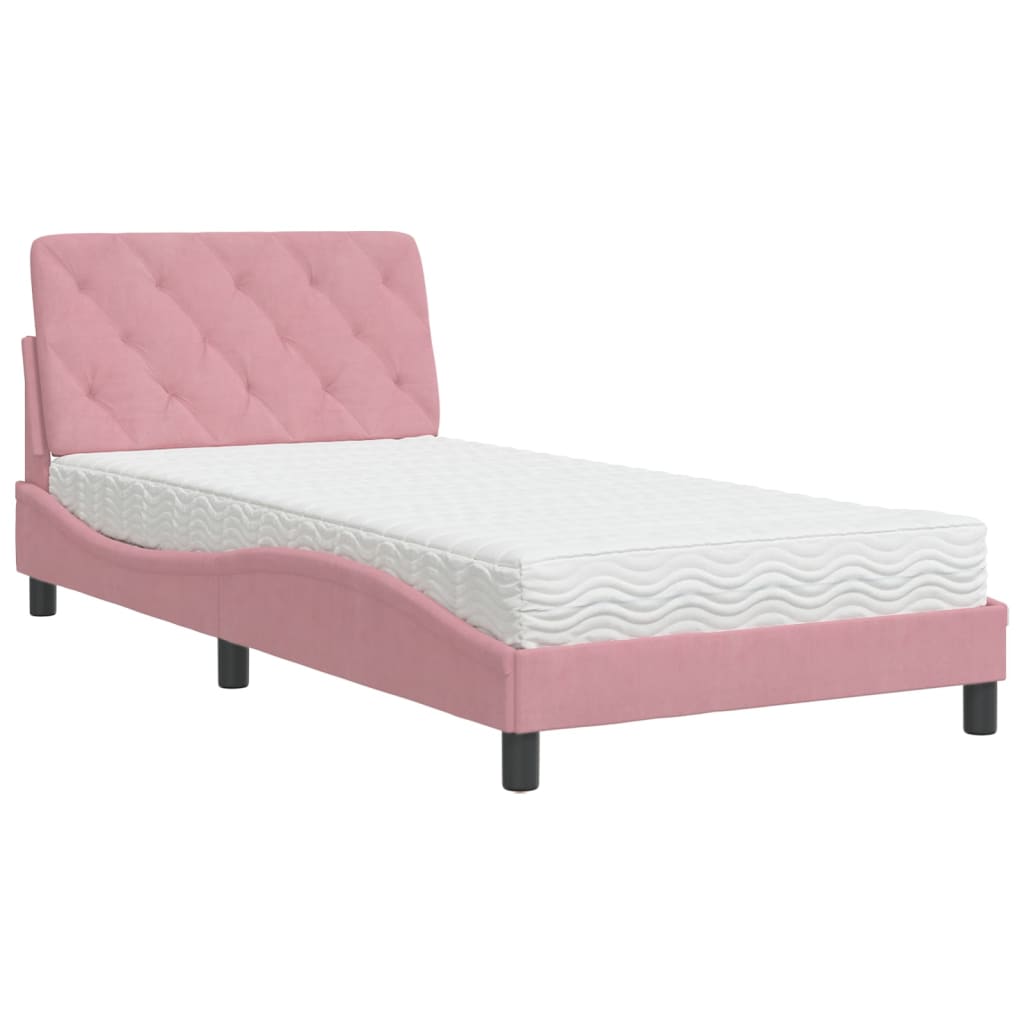 Bett mit Matratze Hellgrau 80x200 cm Samt