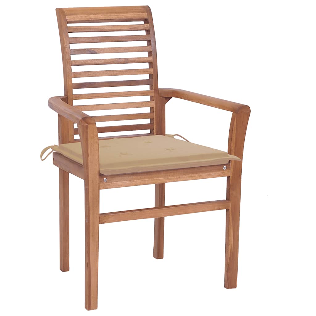Essstühle 4 Stk. mit Anthrazit Kissen Massivholz Teak