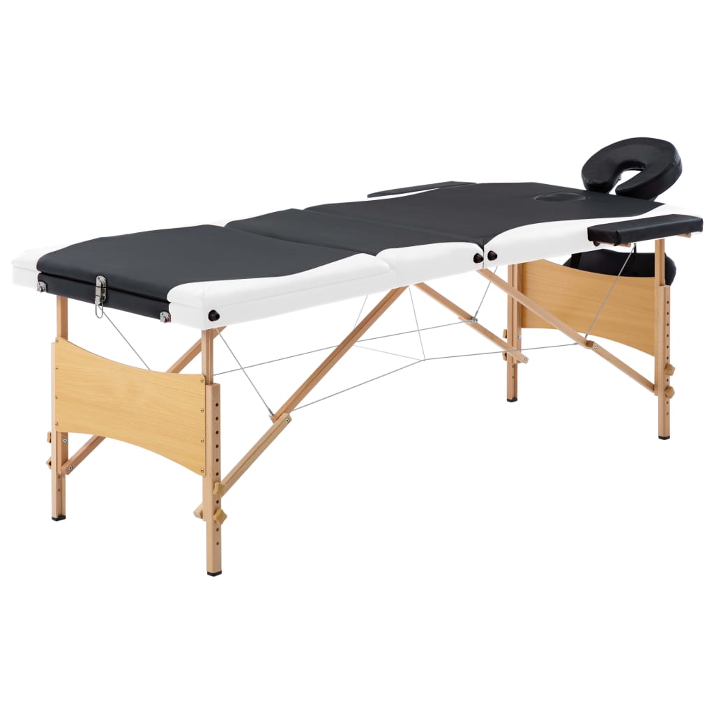 Massageliege Klappbar 3-Zonen mit Holzgestell Bordeaux-Lila