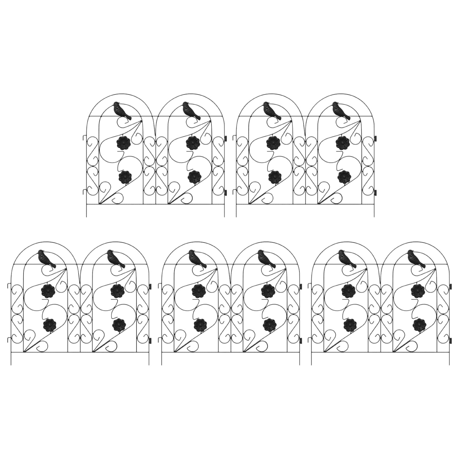 Gartenzaun 5 pcs Schwarz Stahl