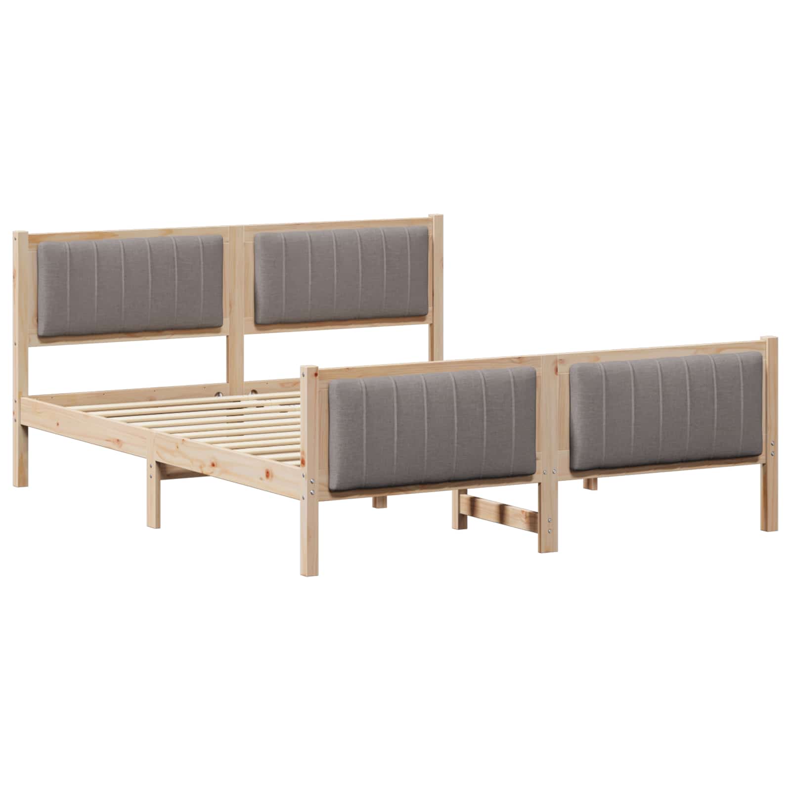 Bettgestell Braun und hellgrau 200 x 200 cm Massivholz Kiefer