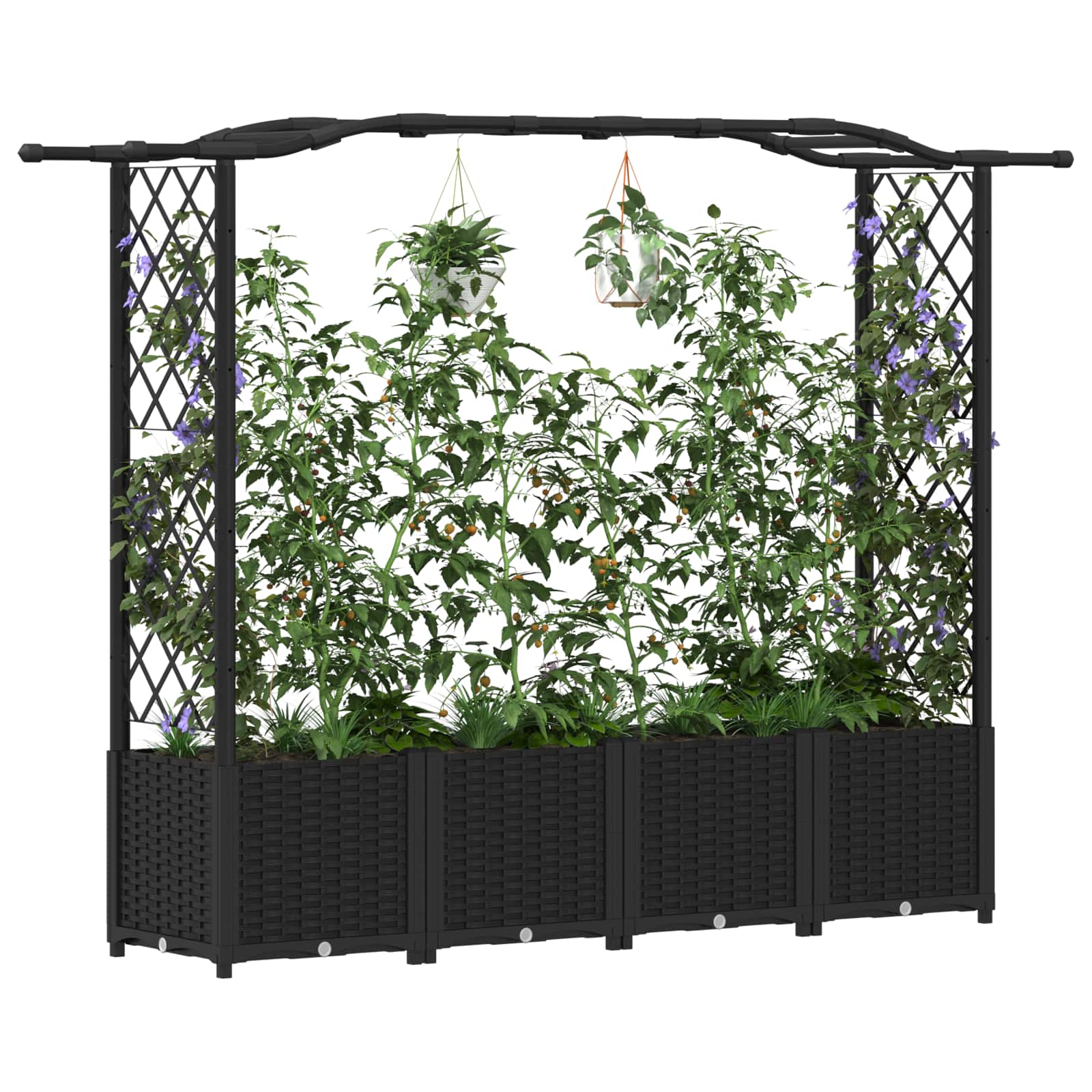 Hochbeet mit Rankgitter und Dach Braun 124 x 40 x 123 cm PP