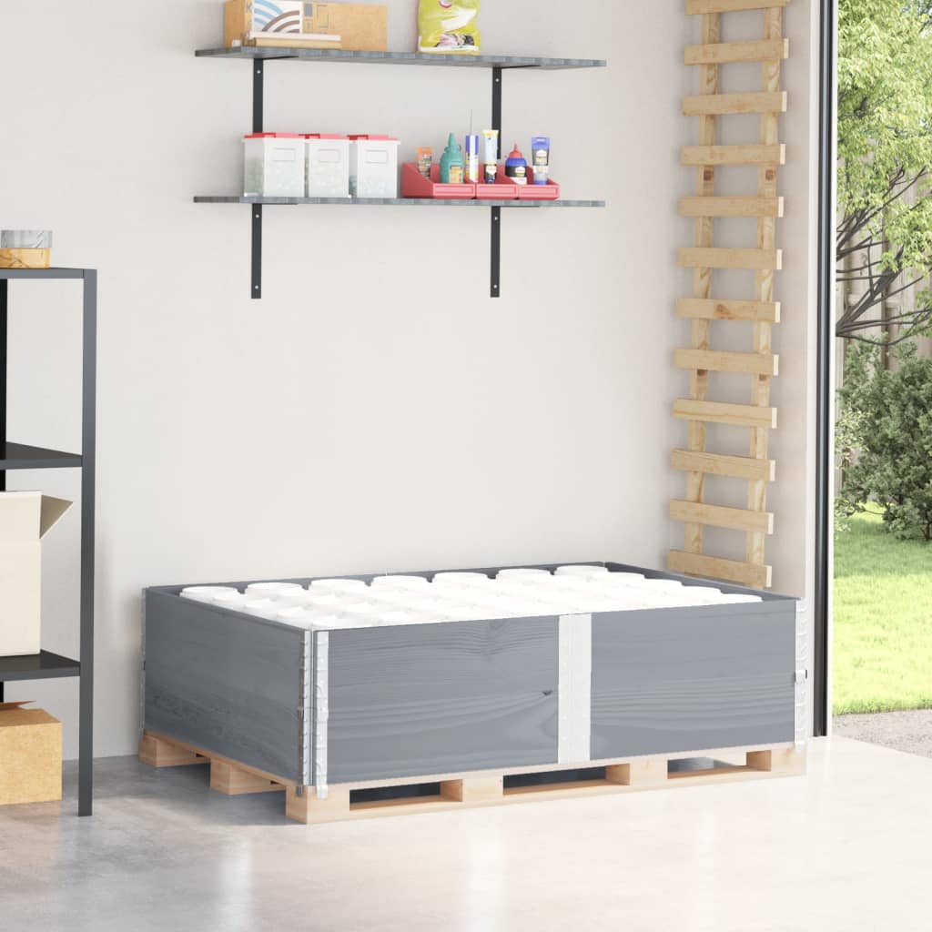 Paletten-Aufsatzrahmen Schwarz 80x60 cm Massivholz Kiefer