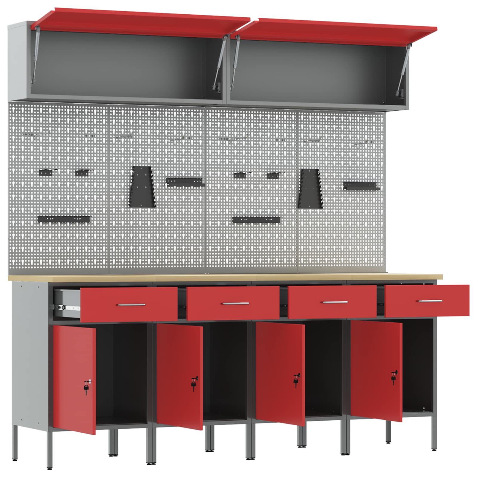 Arbeitsschrankset mit Schubladen mit Regal 8 pcs Grau