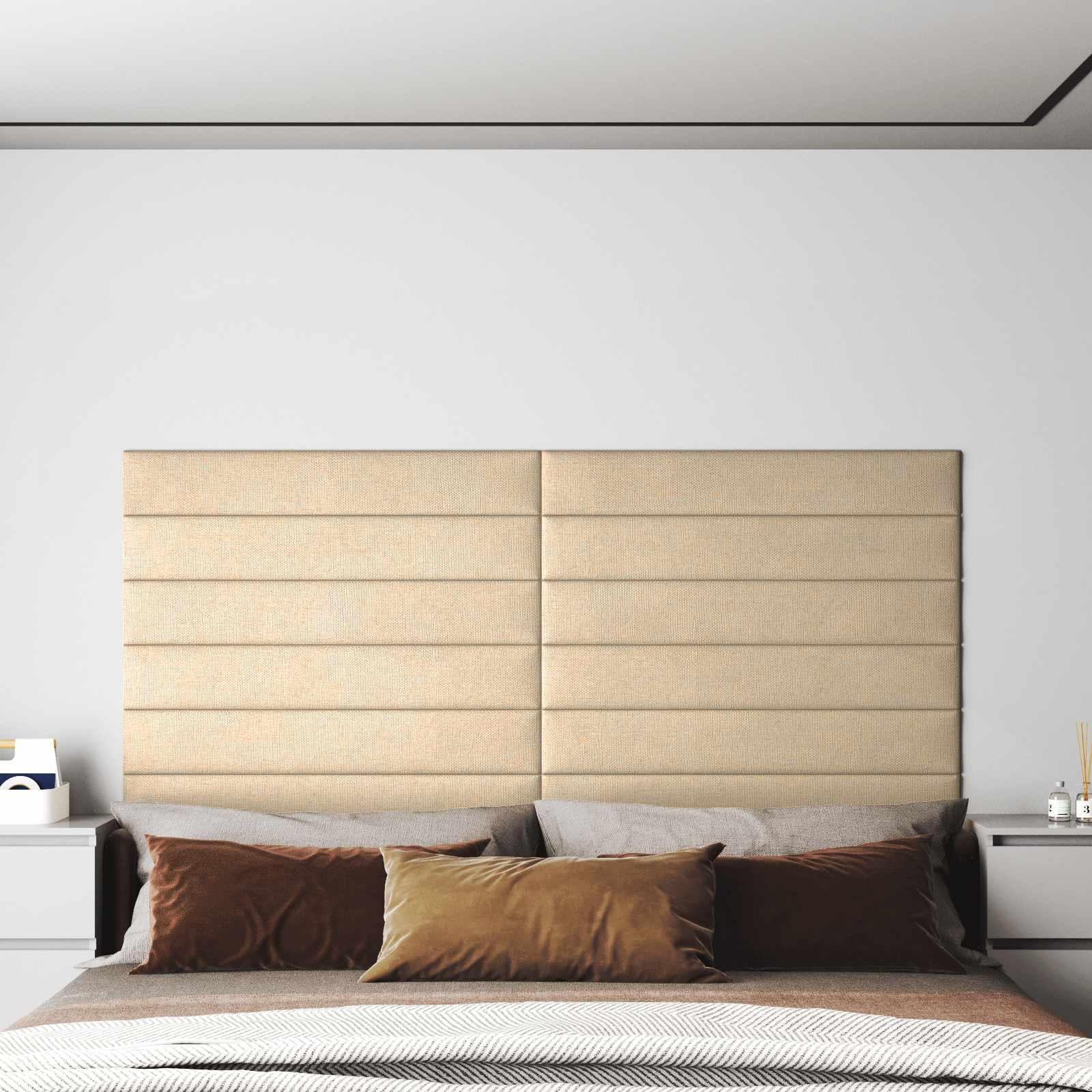 Wandkopfteilen 12 pcs 30 x 15 cm Creme Stoff