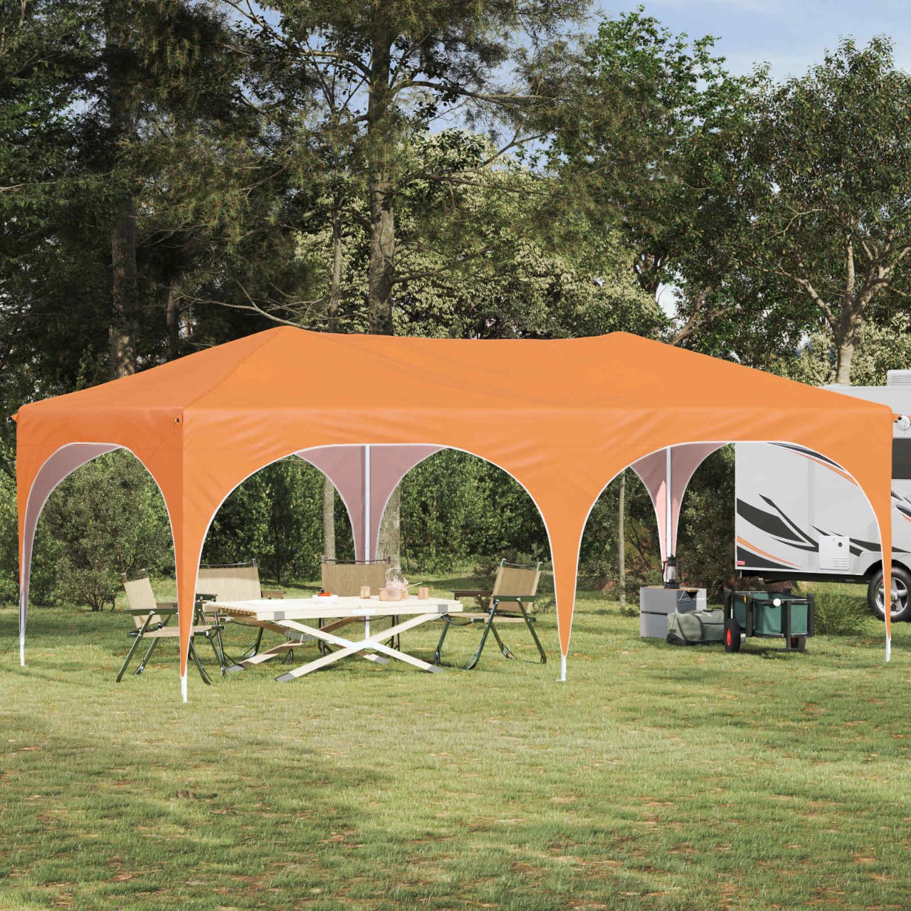 Pop-up Partyzelt 575 x 288 x 245 cm Creme Oxford-Stoff