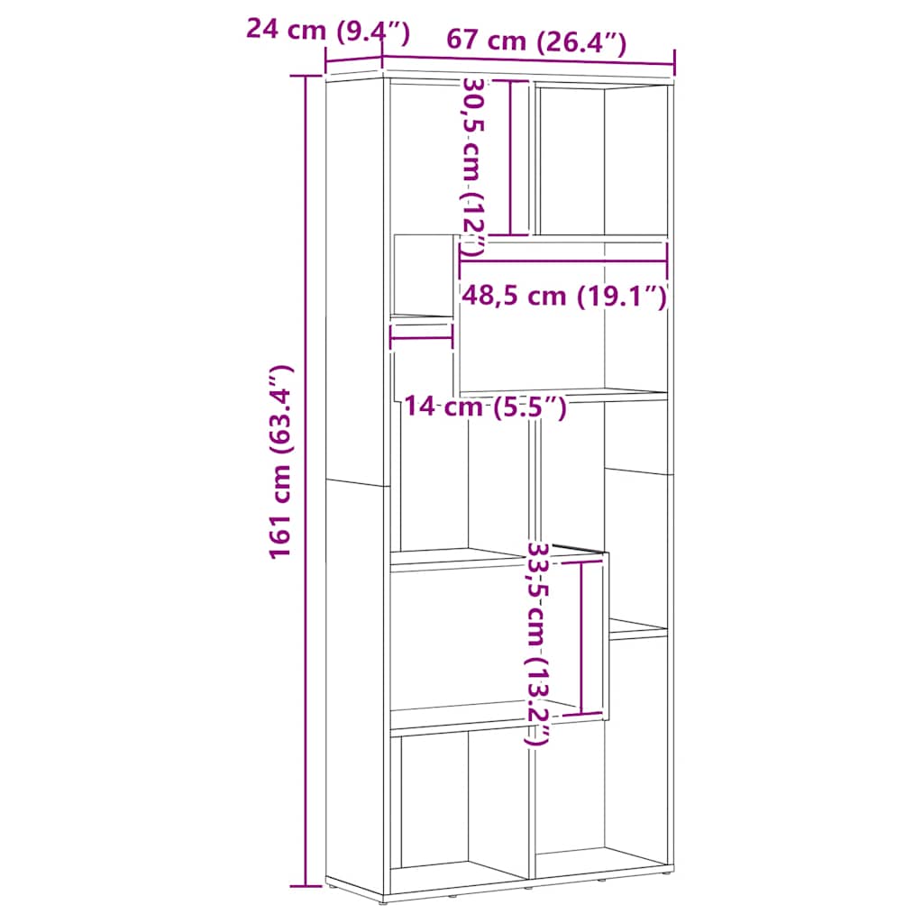 Bücherregal Weiß 67x24x161 cm Holzwerkstoff
