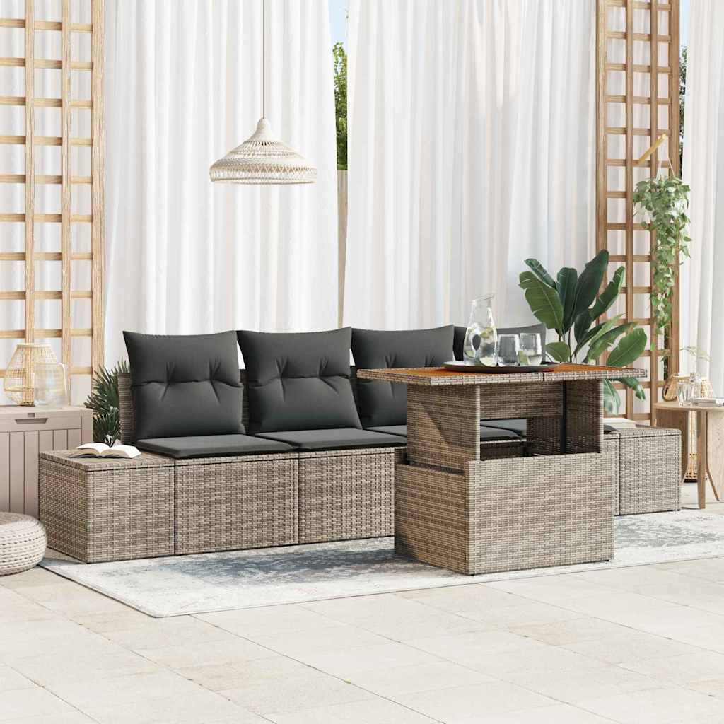 Garten Essgruppe mit Kissen 5 pcs Schwarz und Creme