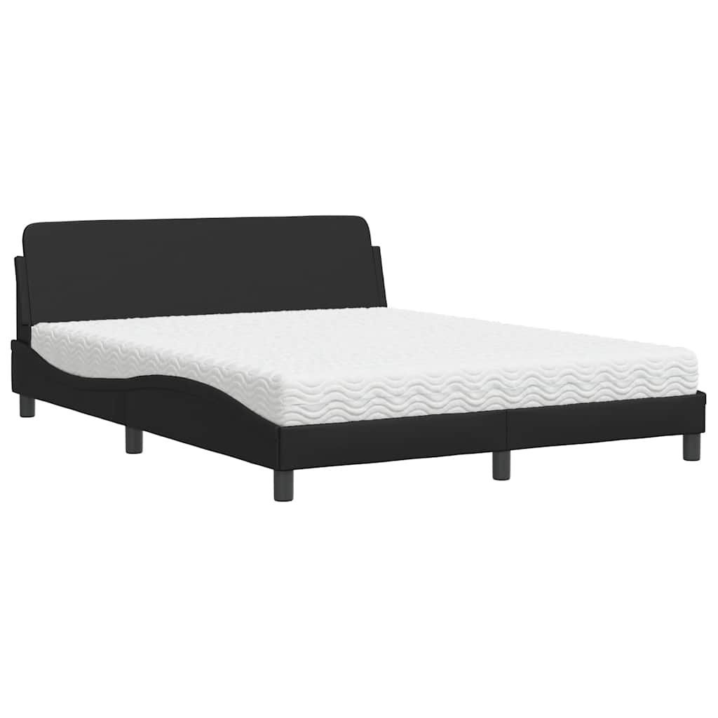 Bett mit Matratze "Dover" Schwarz 80x200 cm Kunstleder