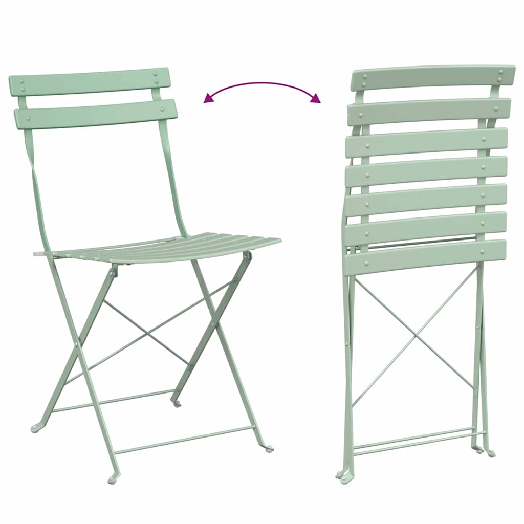 Gartenklappstuhl 2 pcs Grün 42 x 46 x 82cm Metall