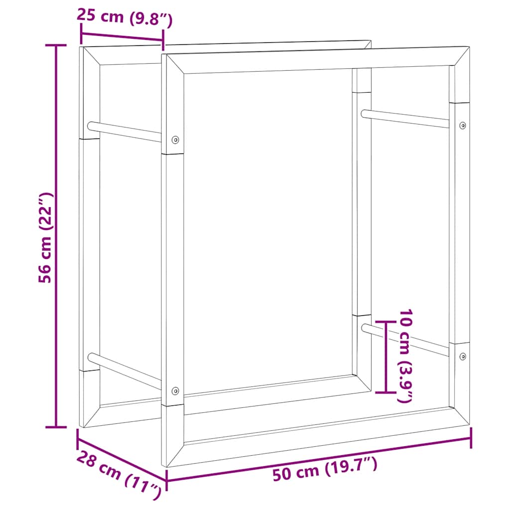 Brennholzregal 50x28x94 cm Edelstahl