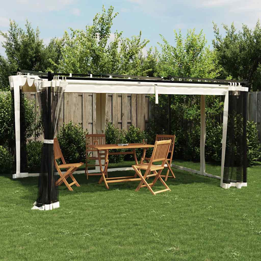 Pavillon mit Netzwände Creme 3x3 m Stahl