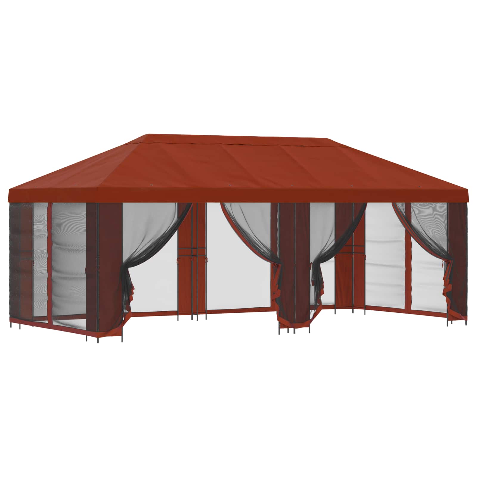 Pavillon mit Seitenwänden 6 x 3 m Beige Polyester und Stahl 190