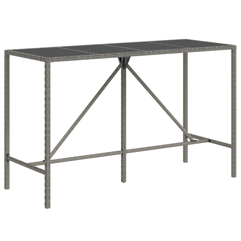 Bartisch mit Glasplatte Schwarz 110x70x110 cm Poly Rattan