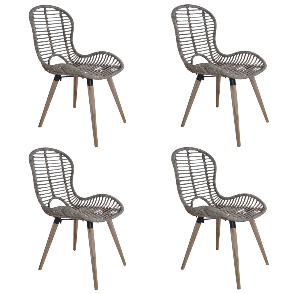 Esszimmerstühle 2 Stk. Schwarz Natur Rattan