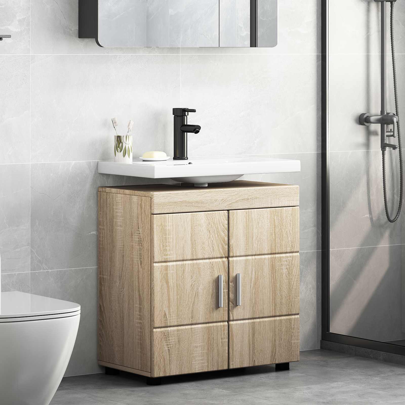 Badezimmermöbel-Set TULUM 2 pcs Weiß 60 x 34 x 63 cm