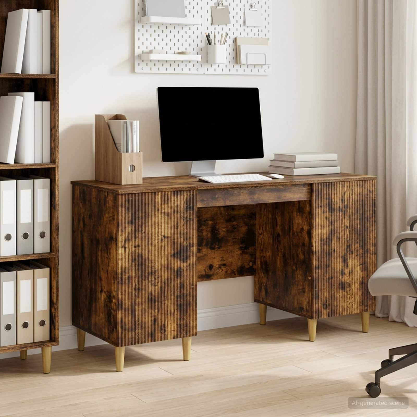 Schreibtisch mit Regal Schwarz 142,5 x 50 x 75 cm Holzwerkstoff