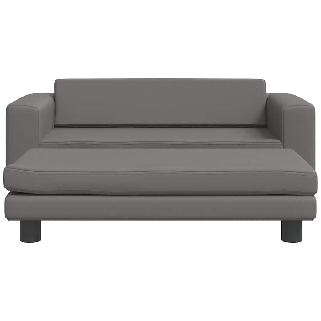 Kindersofa mit Hocker Creme 100x50x30 cm Kunstleder