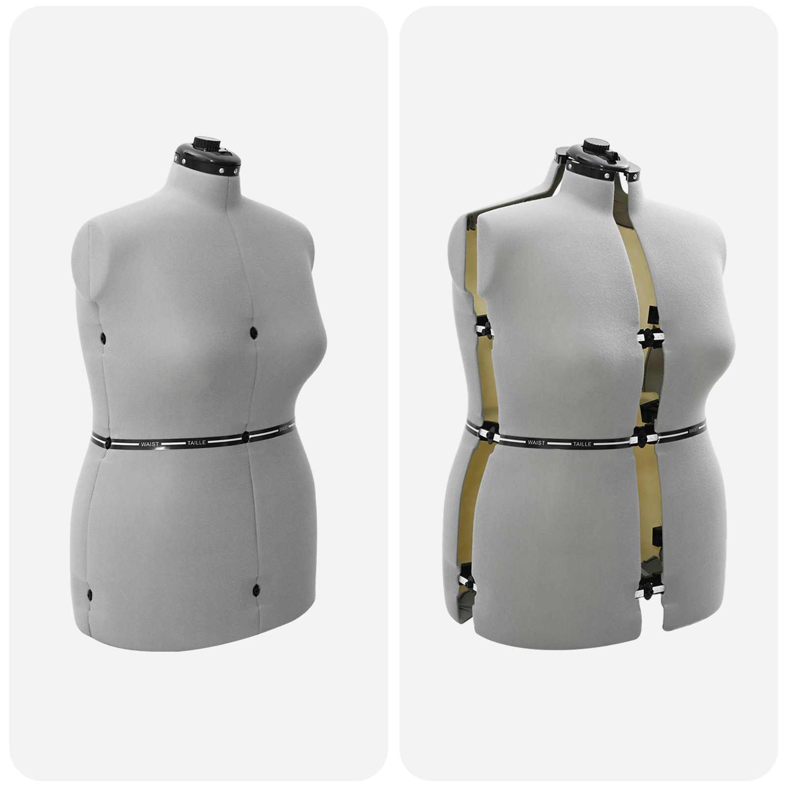 Verstellbare Kleiderform für Damen Creme S Samt