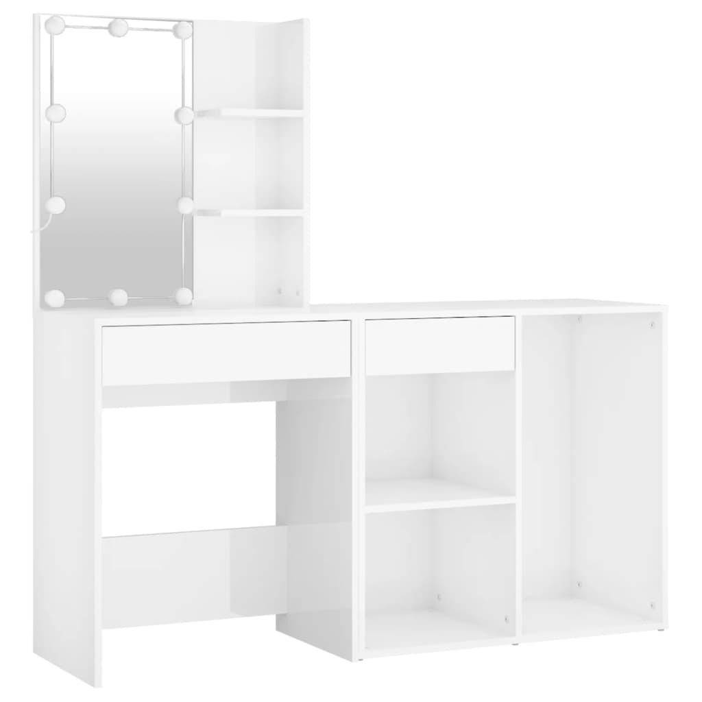 LED-Schminktisch mit Schrank Weiß Holzwerkstoff