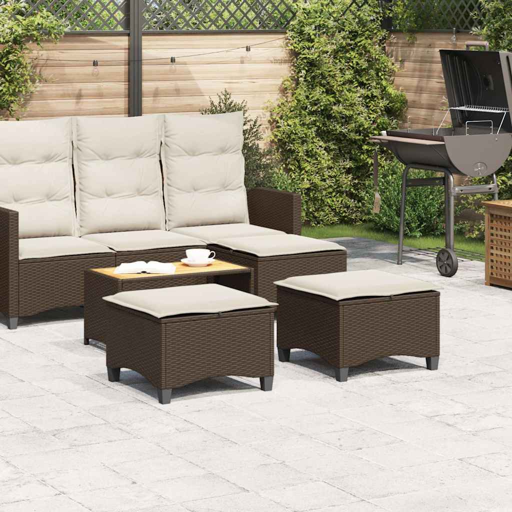 Gartenhocker mit Kissen 2 Stk. Schwarz 55x55x36 cm Poly Rattan