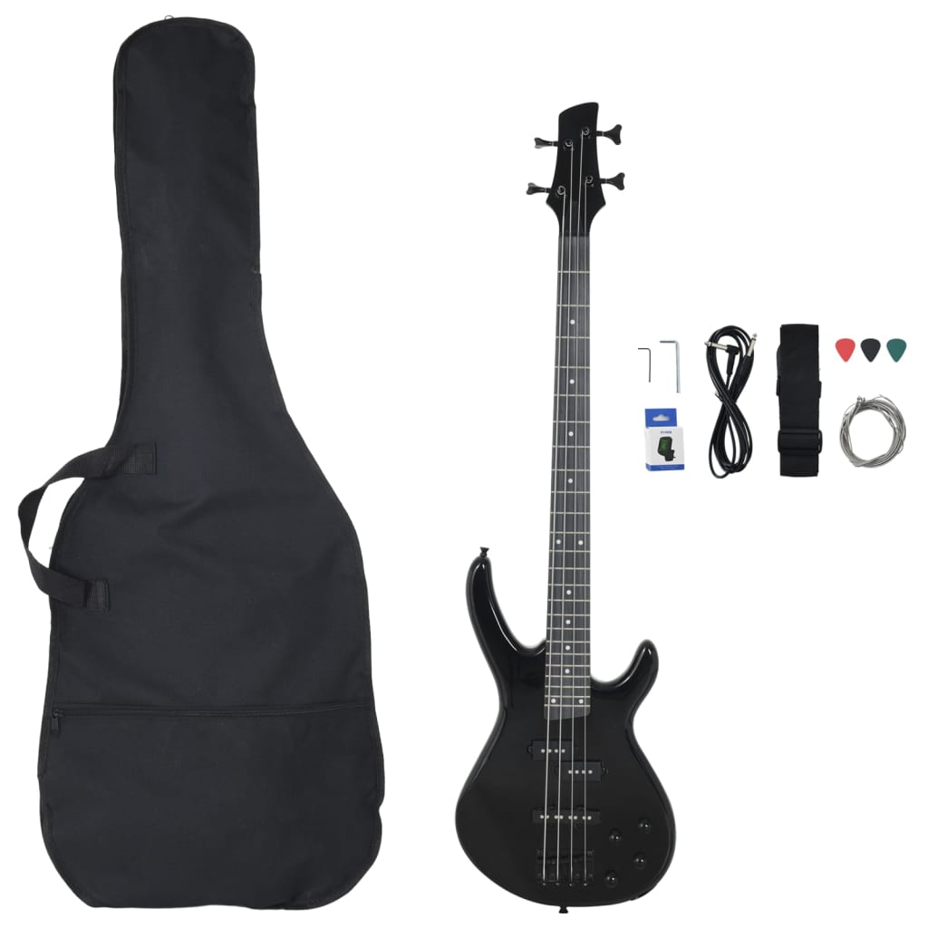 E-Bass für Anfänger mit Tasche Blau und Schwarz 4/4 46"
