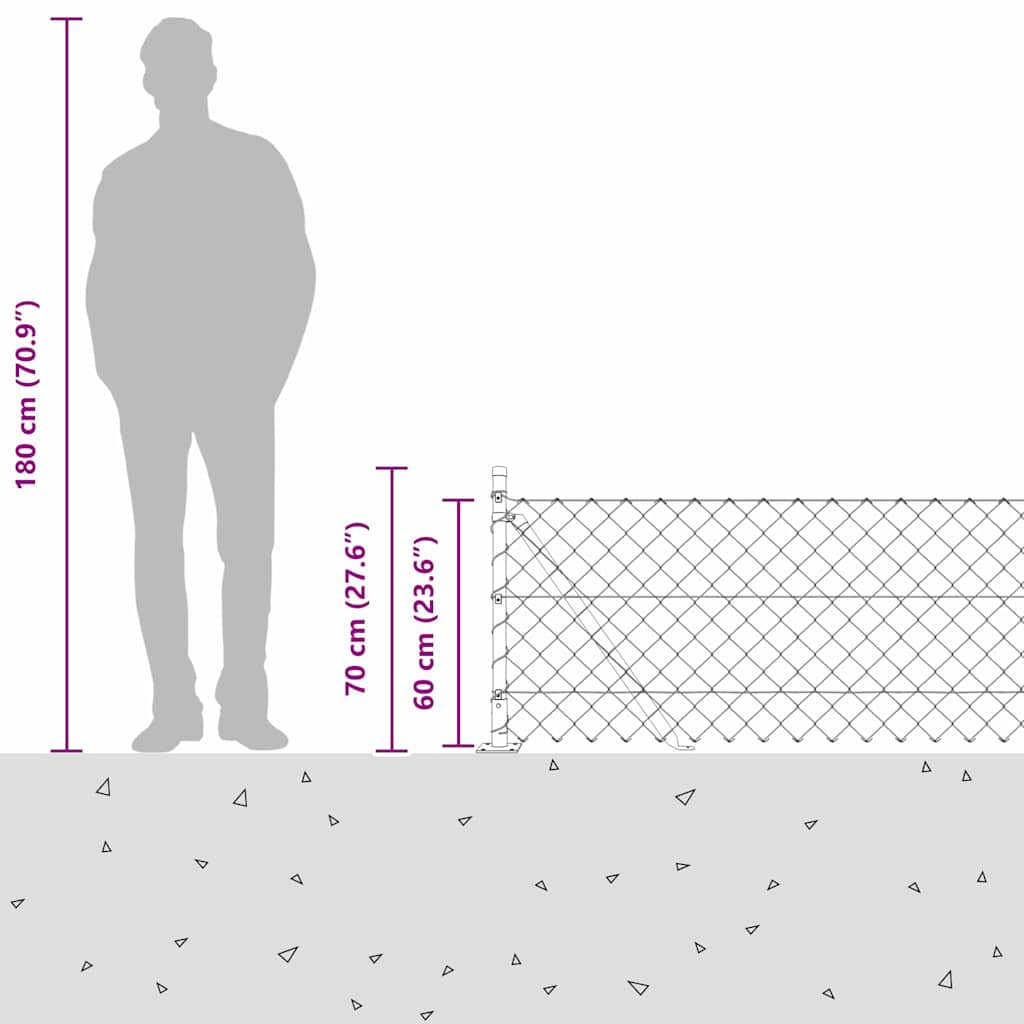 Outdoor Kettenglied-Zaun Erdfixierung 10 x 0,4 m Grün Netz