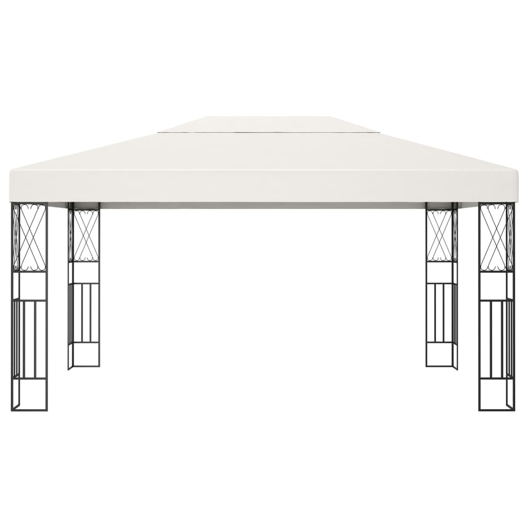 Pavillon mit LED-Lichterkette 3x3 m Creme Stoff