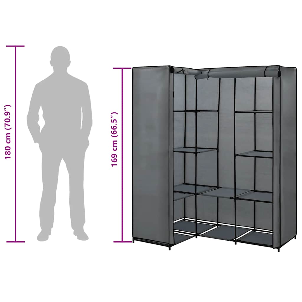 Eckkleiderschrank Schwarz 130 x 87 x 169 cm