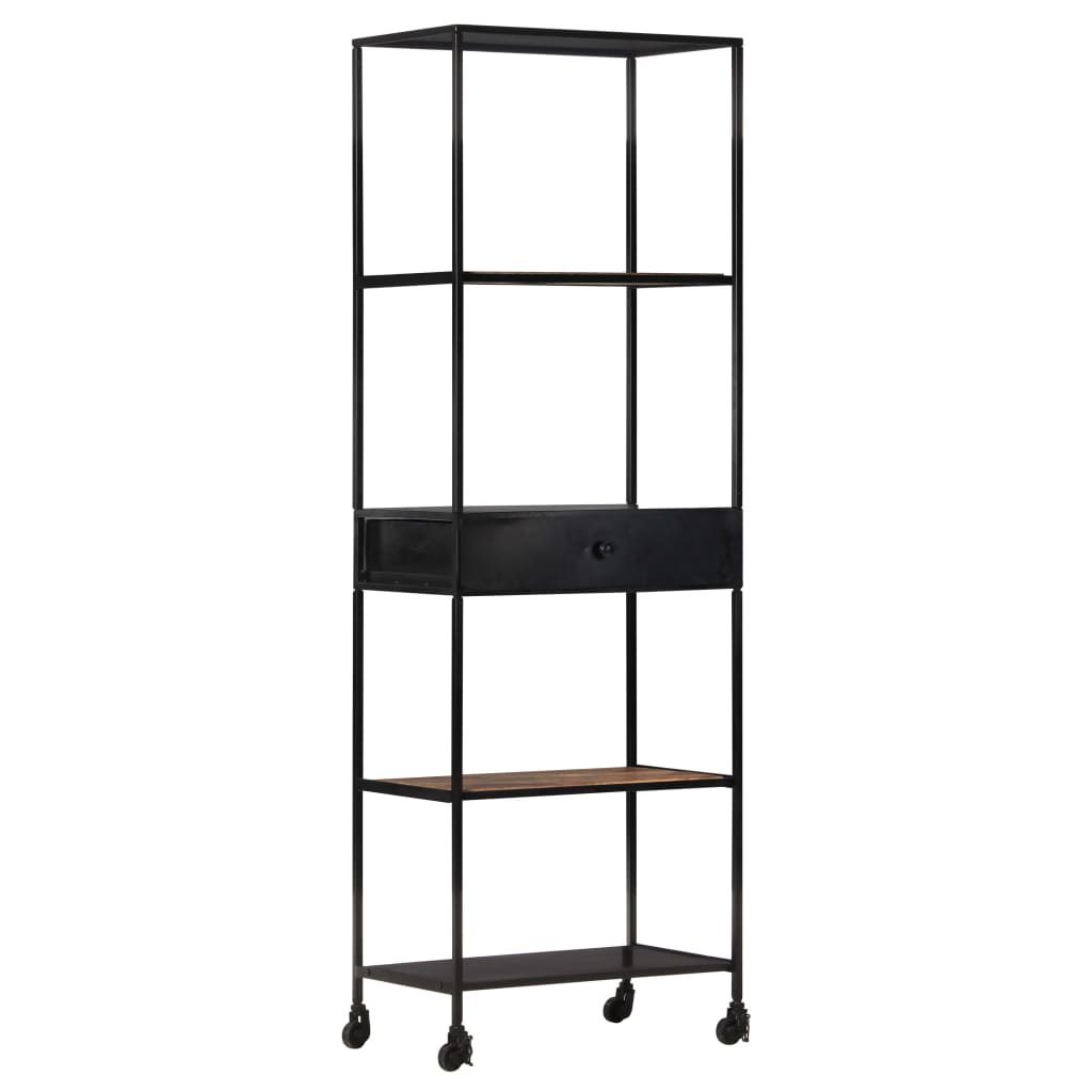 Bücherregal 80x35x180 cm Raues Mangoholz & Eisen