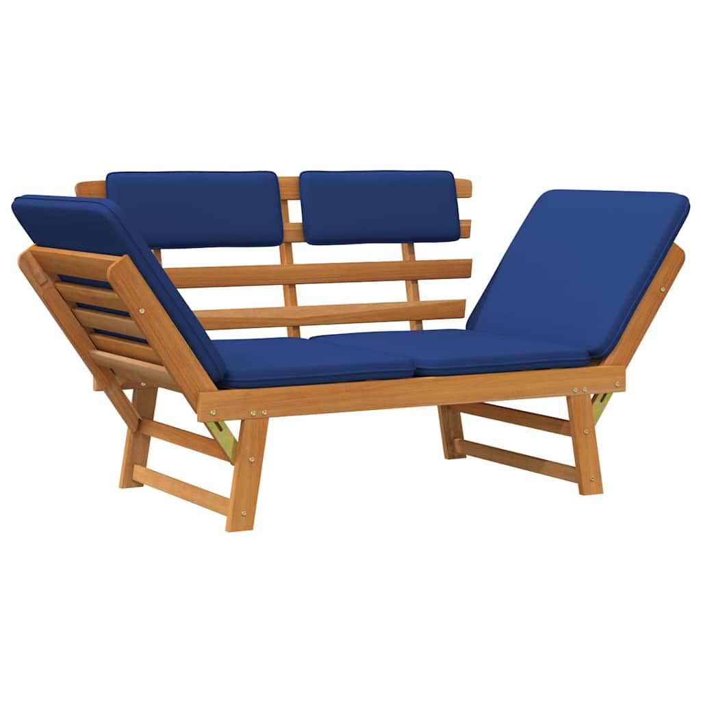 Gartenbank mit Auflagen 2-in-1 190 cm Grau Massivholz Akazie