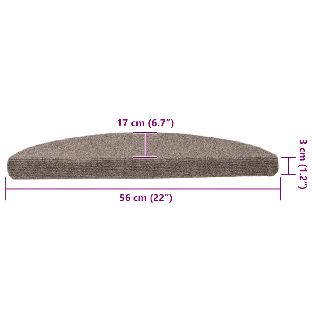 Stufenmatten Selbstklebend 15 Stk. 56x17x3 cm Hellbraun Halbrund