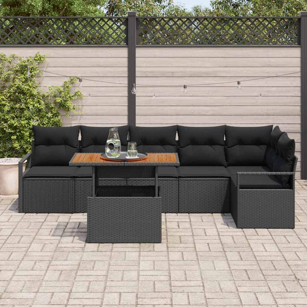 Garten Essgruppe mit Kissen 7 pcs Schwarz und Creme
